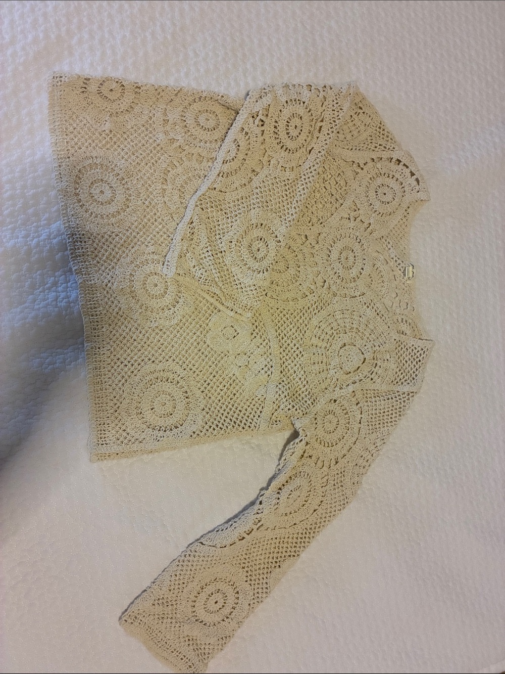 Free People Crochet Lace Long Sleeve Top in Cream
